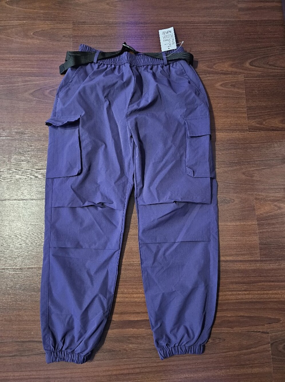 Women's Purple Cargo Joggers with Elastic Ankles